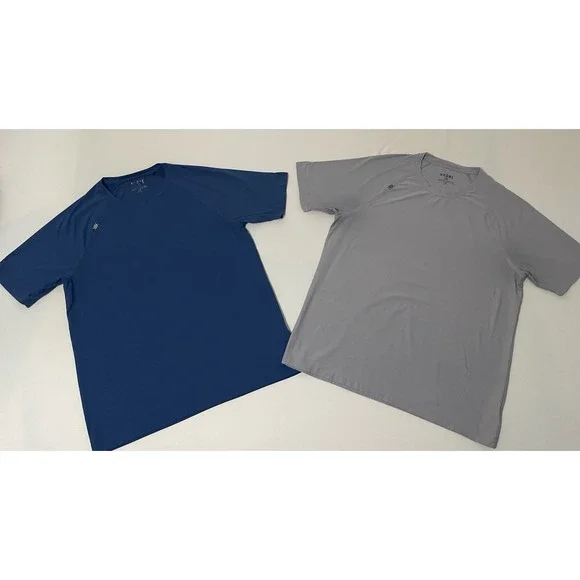 Rhone Shirts Lot Of 2 Men's Large Blue/Gray Crewneck Performance Gym - Picture 1 of 7